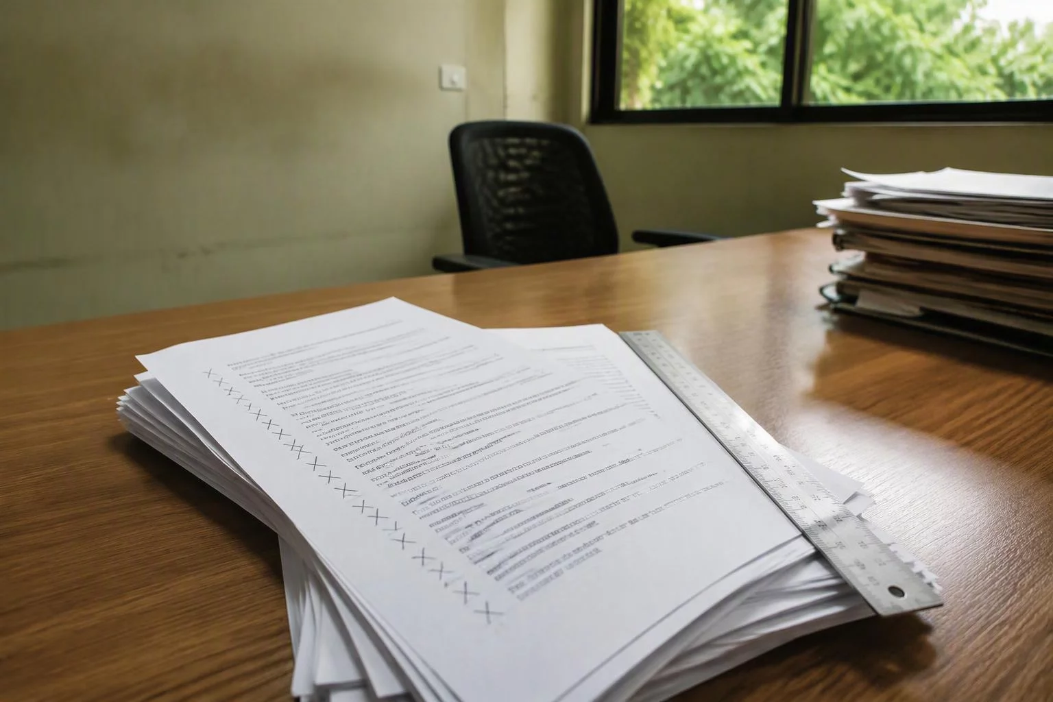 Relatório impresso com a lista de páginas marcadas para reescrita